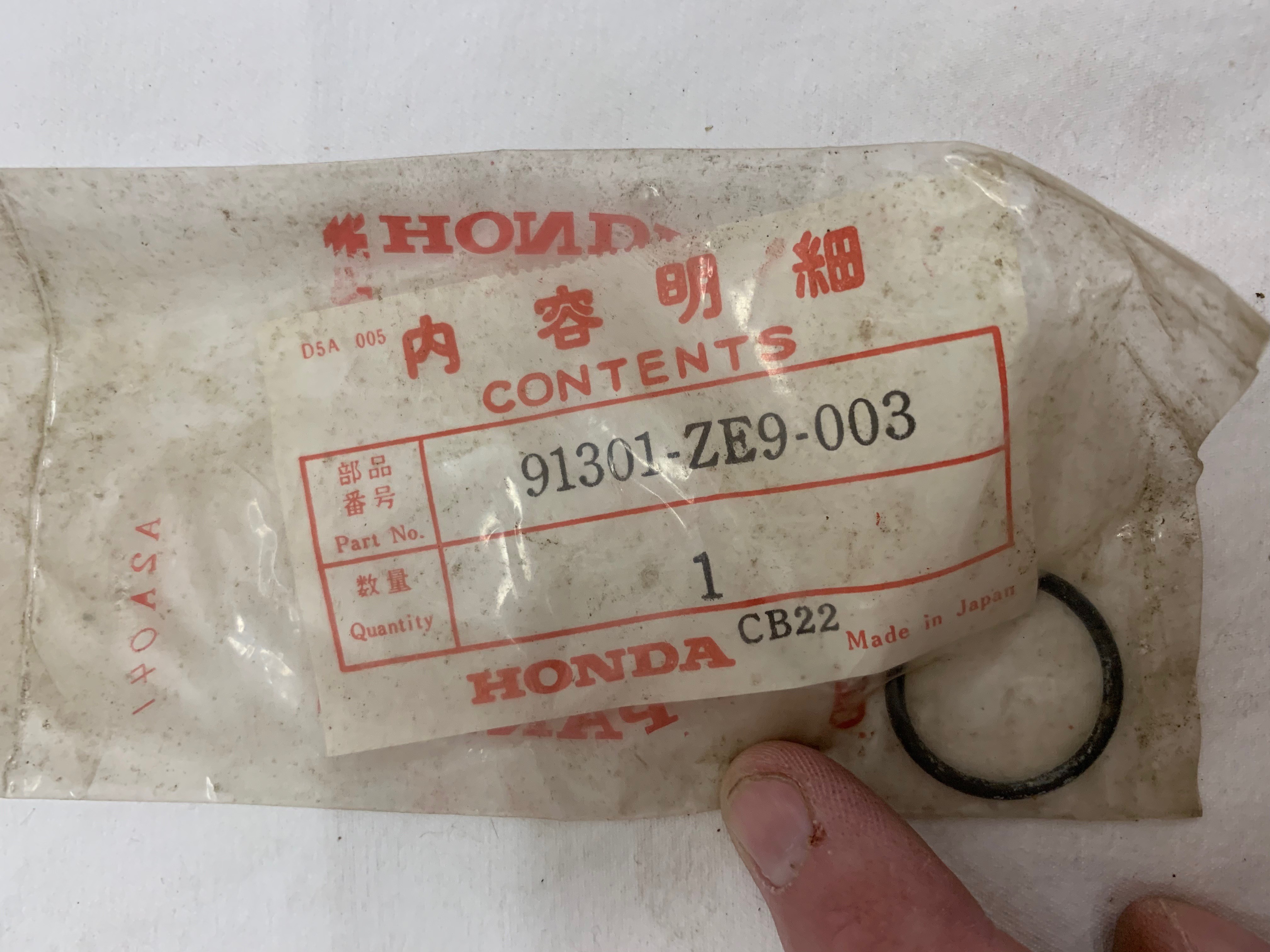 Honda O-Ring 91301-ZE9-0003